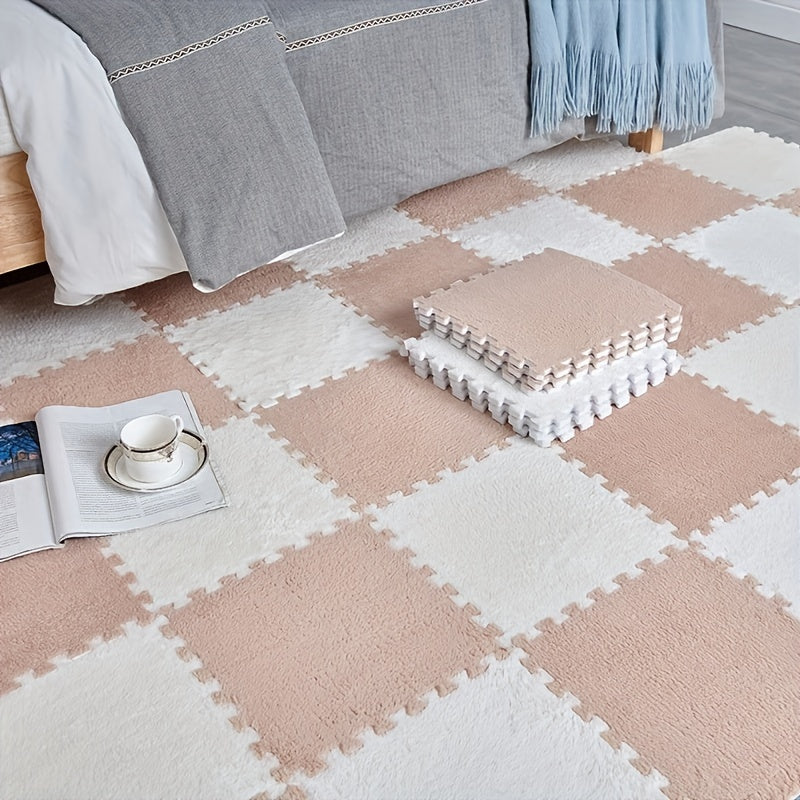24pcs Sound Carpet 24pcs Sound Insulation Suede Splicing Carpet | Indoor Carpet, Game Mat, Bedroom Carpet, Puzzle Carpet, Home Decor, Simple Square Floor Mat, Thickened Version 11.8x11.8inch, 1cm\u002F0.39inch