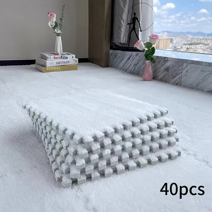 40pcs Thickened Interlocking Square Mat Set, 0.39inch Thick EVA Foam with 100% Polyester Knit Fabric, Soundproof Shock-Absorbing Play Mat for Bedroom, Home Decor Room Rug, Easy Assembly Floor Tiles