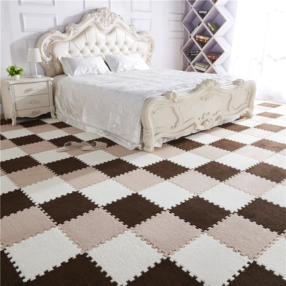 40pcs Interlocking Mosaic Puzzle Floor Mats - Plush Soft Checkered Pattern Non-Slip Rug, 11.8x11.8 Inch Thick 1cm, 100% Polyester & Acetate, Soundproof Shock Absorption for Bedroom Living Room Game Room Decor