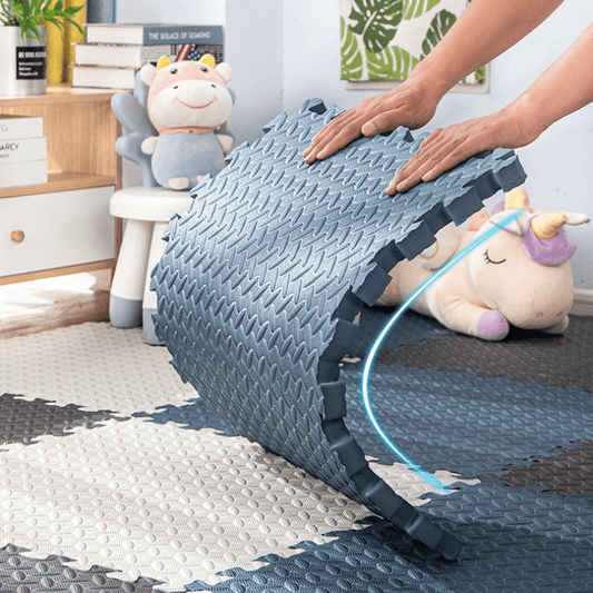 25pcs Durable and Soft EVA Foam Interlocking Floor Mats, Anti-Skid, Waterproof, for Playroom, Bedroom, Office, Outdoor Training - Mixed Color Puzzle Pattern