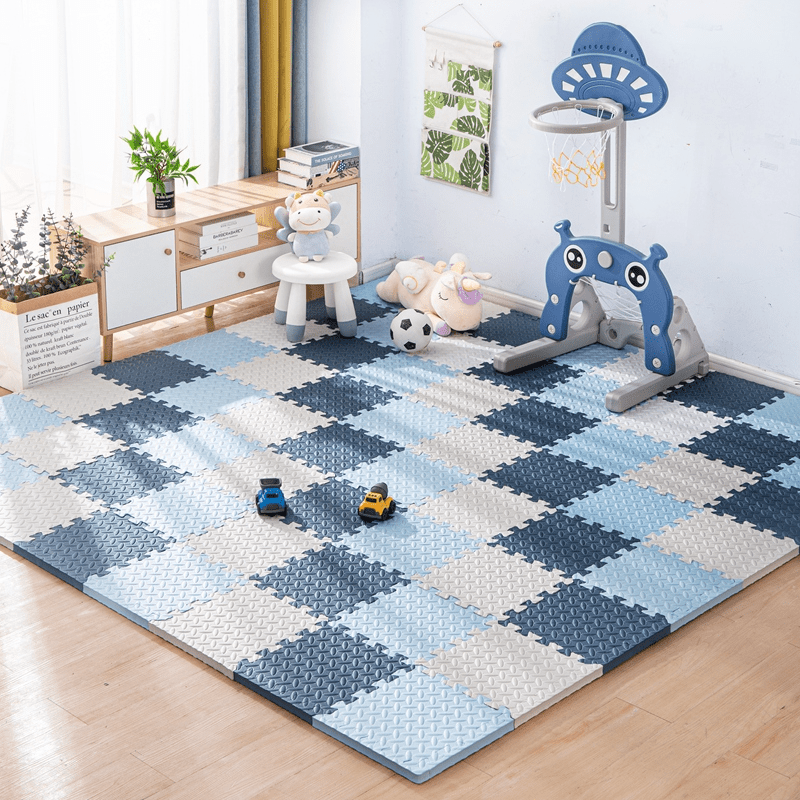 25pcs Durable and Soft EVA Foam Interlocking Floor Mats, Anti-Skid, Waterproof, for Playroom, Bedroom, Office, Outdoor Training - Mixed Color Puzzle Pattern