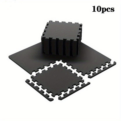 High-Quality Exercise Mat 10pcs High-Quality Interlocking Puzzle Exercise Mat Set, Non-Slip & Durable | Black, High-Density Textured Design for Enhanced Traction, Ideal for Home Gym, Yoga, Training, and Fitness Equipment Protection, Gym Accessorie