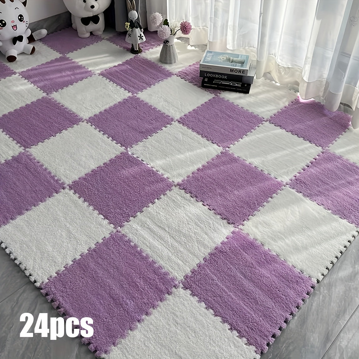 24pcs Sound Carpet 24pcs Sound Insulation Suede Splicing Carpet | Indoor Carpet, Game Mat, Bedroom Carpet, Puzzle Carpet, Home Decor, Simple Square Floor Mat, Thickened Version 11.8x11.8inch, 1cm\u002F0.39inch