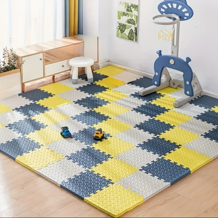 25pcs Durable and Soft EVA Foam Interlocking Floor Mats, Anti-Skid, Waterproof, for Playroom, Bedroom, Office, Outdoor Training - Mixed Color Puzzle Pattern