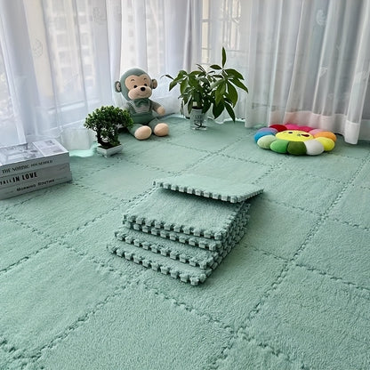 40pcs Thickened Interlocking Square Mat Set, 0.39inch Thick EVA Foam with 100% Polyester Knit Fabric, Soundproof Shock-Absorbing Play Mat for Bedroom, Home Decor Room Rug, Easy Assembly Floor Tiles