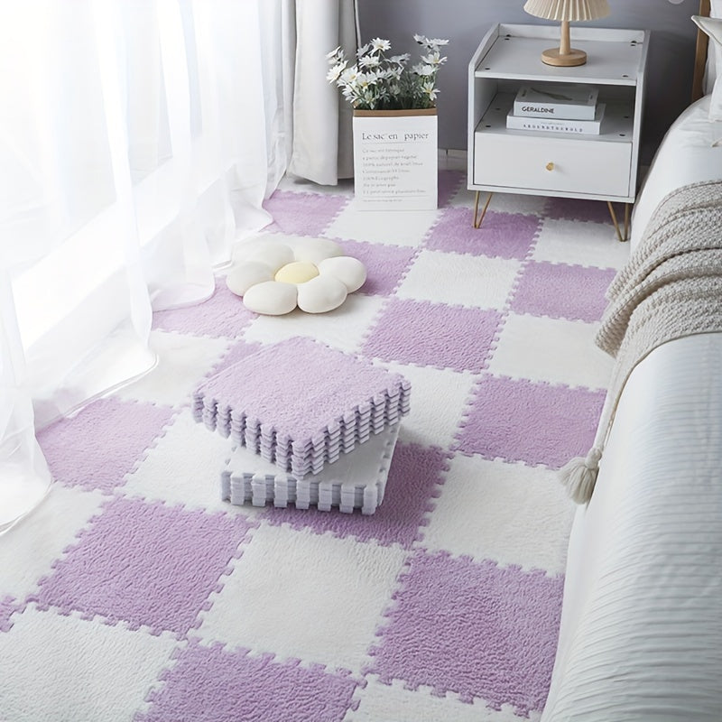 24pcs Sound Carpet 24pcs Sound Insulation Suede Splicing Carpet | Indoor Carpet, Game Mat, Bedroom Carpet, Puzzle Carpet, Home Decor, Simple Square Floor Mat, Thickened Version 11.8x11.8inch, 1cm\u002F0.39inch