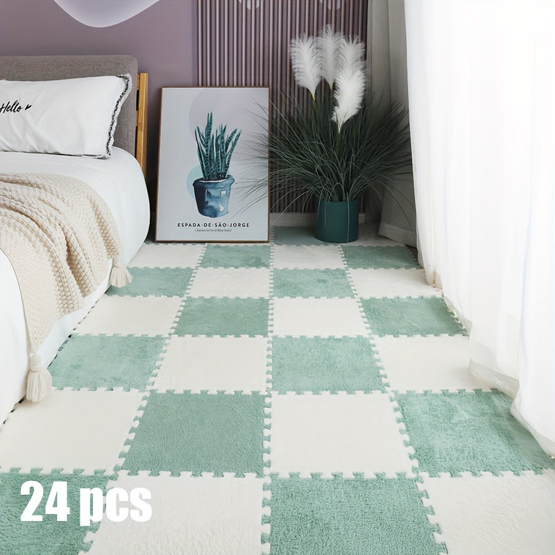 24pcs Sound Carpet 24pcs Sound Insulation Suede Splicing Carpet | Indoor Carpet, Game Mat, Bedroom Carpet, Puzzle Carpet, Home Decor, Simple Square Floor Mat, Thickened Version 11.8x11.8inch, 1cm\u002F0.39inch