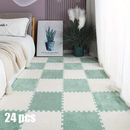 24pcs Sound Carpet 24pcs Sound Insulation Suede Splicing Carpet | Indoor Carpet, Game Mat, Bedroom Carpet, Puzzle Carpet, Home Decor, Simple Square Floor Mat, Thickened Version 11.8x11.8inch, 1cm\u002F0.39inch