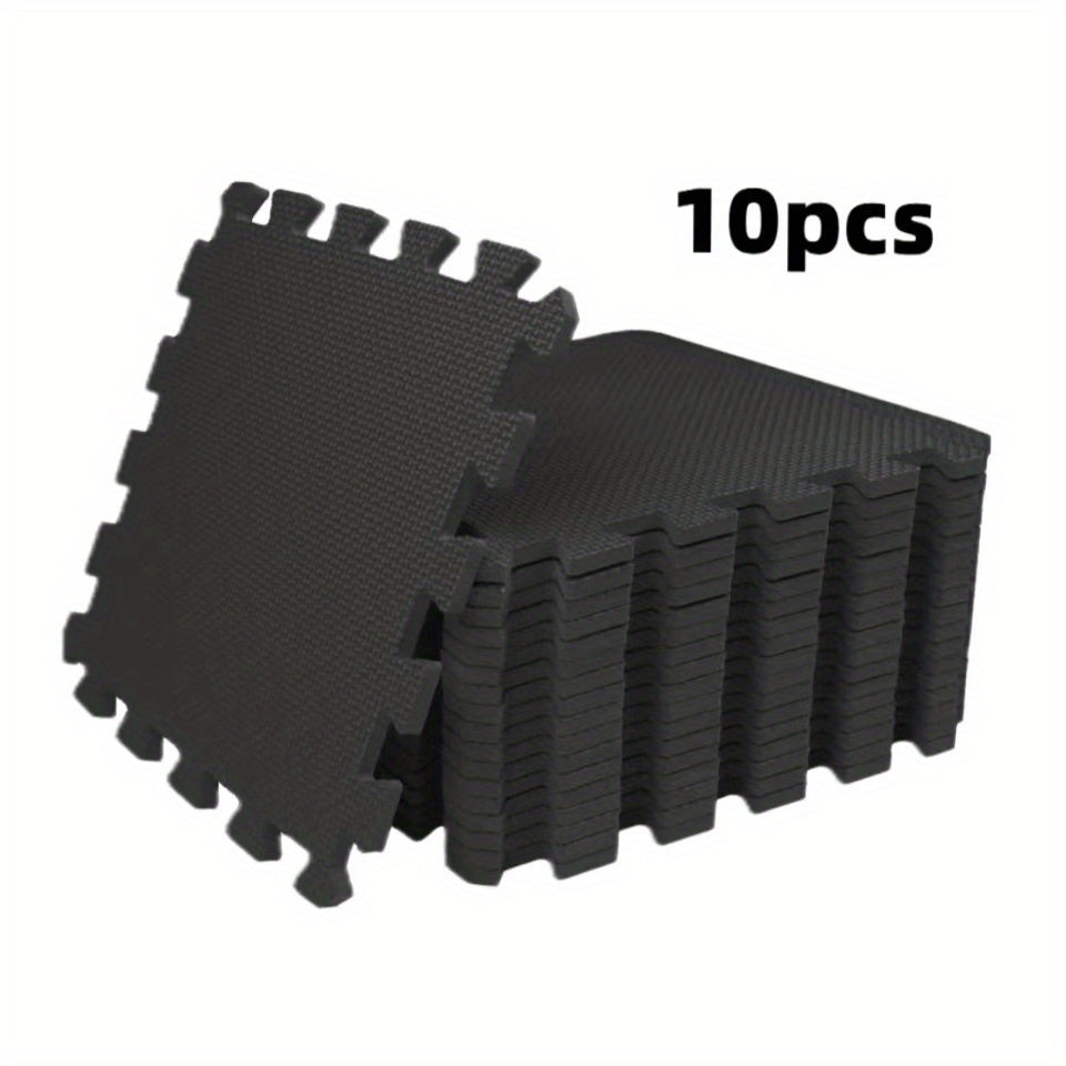 High-Quality Exercise Mat 10pcs High-Quality Interlocking Puzzle Exercise Mat Set, Non-Slip & Durable | Black, High-Density Textured Design for Enhanced Traction, Ideal for Home Gym, Yoga, Training, and Fitness Equipment Protection, Gym Accessorie