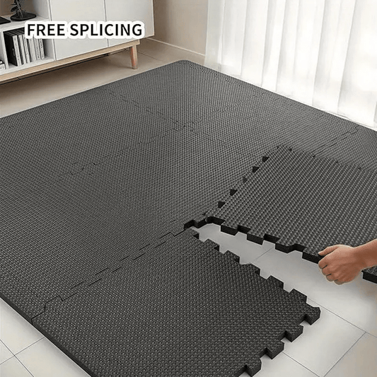 High-Quality Exercise Mat 10pcs High-Quality Interlocking Puzzle Exercise Mat Set, Non-Slip & Durable | Black, High-Density Textured Design for Enhanced Traction, Ideal for Home Gym, Yoga, Training, and Fitness Equipment Protection, Gym Accessorie
