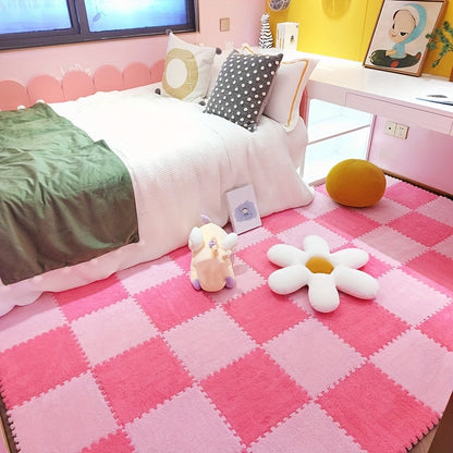Washable Plush Puzzle Mat Set 40pcs Non-Slip Washable Plush Interlocking Puzzle Mat Set - Durable Polyester Fabric Mosaic Carpet Tiles - Quick-Dry, EVA Backing, 1cm Thickness, 500gsm