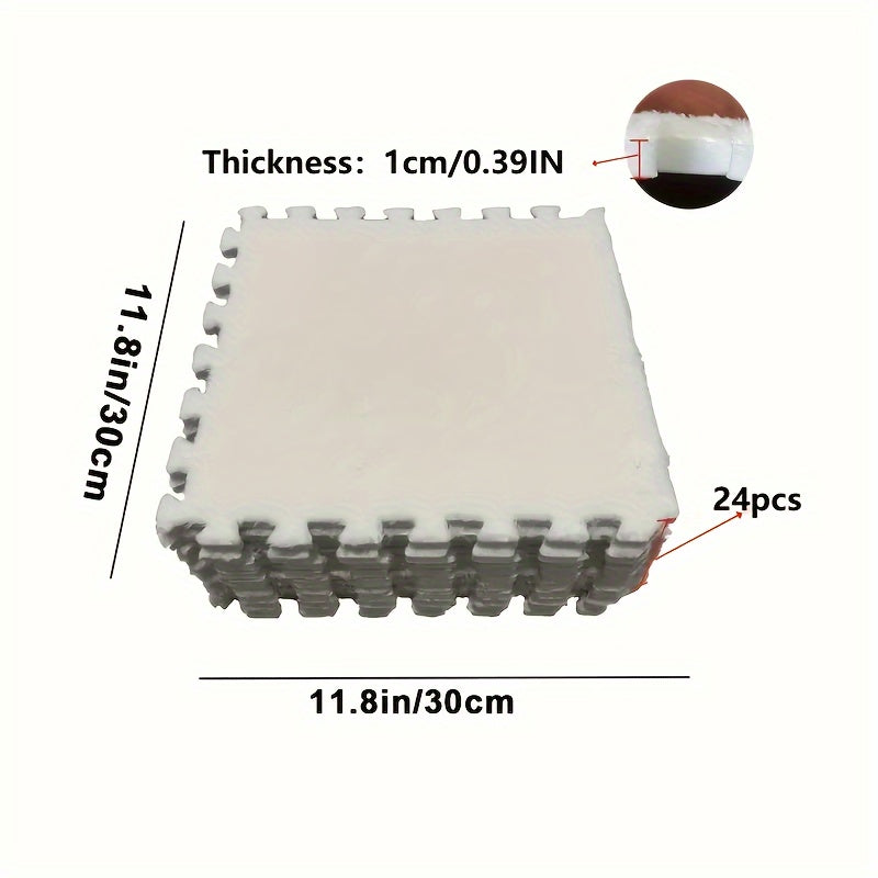 24pcs Sound Carpet 24pcs Sound Insulation Suede Splicing Carpet | Indoor Carpet, Game Mat, Bedroom Carpet, Puzzle Carpet, Home Decor, Simple Square Floor Mat, Thickened Version 11.8x11.8inch, 1cm\u002F0.39inch