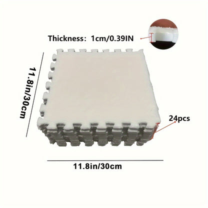 24pcs Sound Carpet 24pcs Sound Insulation Suede Splicing Carpet | Indoor Carpet, Game Mat, Bedroom Carpet, Puzzle Carpet, Home Decor, Simple Square Floor Mat, Thickened Version 11.8x11.8inch, 1cm\u002F0.39inch