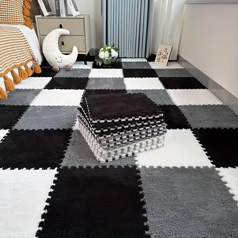 40pcs Thickened Interlocking Square Mat Set, 0.39inch Thick EVA Foam with 100% Polyester Knit Fabric, Soundproof Shock-Absorbing Play Mat for Bedroom, Home Decor Room Rug, Easy Assembly Floor Tiles