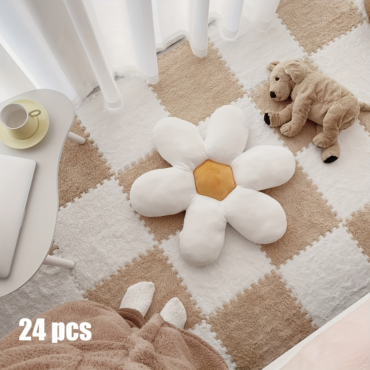 24pcs Sound Carpet 24pcs Sound Insulation Suede Splicing Carpet | Indoor Carpet, Game Mat, Bedroom Carpet, Puzzle Carpet, Home Decor, Simple Square Floor Mat, Thickened Version 11.8x11.8inch, 1cm\u002F0.39inch