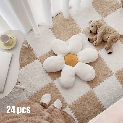 24pcs Sound Carpet 24pcs Sound Insulation Suede Splicing Carpet | Indoor Carpet, Game Mat, Bedroom Carpet, Puzzle Carpet, Home Decor, Simple Square Floor Mat, Thickened Version 11.8x11.8inch, 1cm\u002F0.39inch