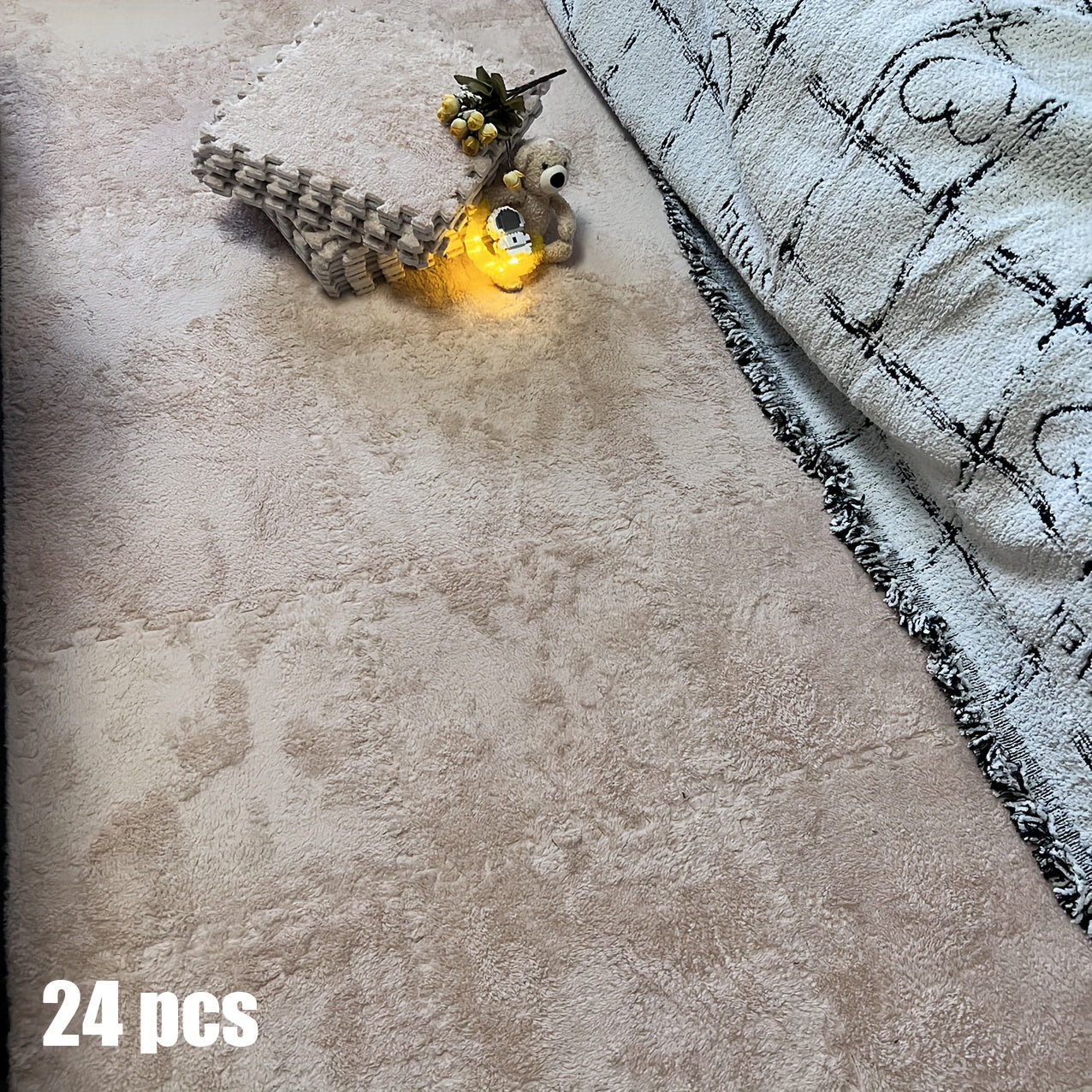 24pcs Sound Carpet 24pcs Sound Insulation Suede Splicing Carpet | Indoor Carpet, Game Mat, Bedroom Carpet, Puzzle Carpet, Home Decor, Simple Square Floor Mat, Thickened Version 11.8x11.8inch, 1cm\u002F0.39inch