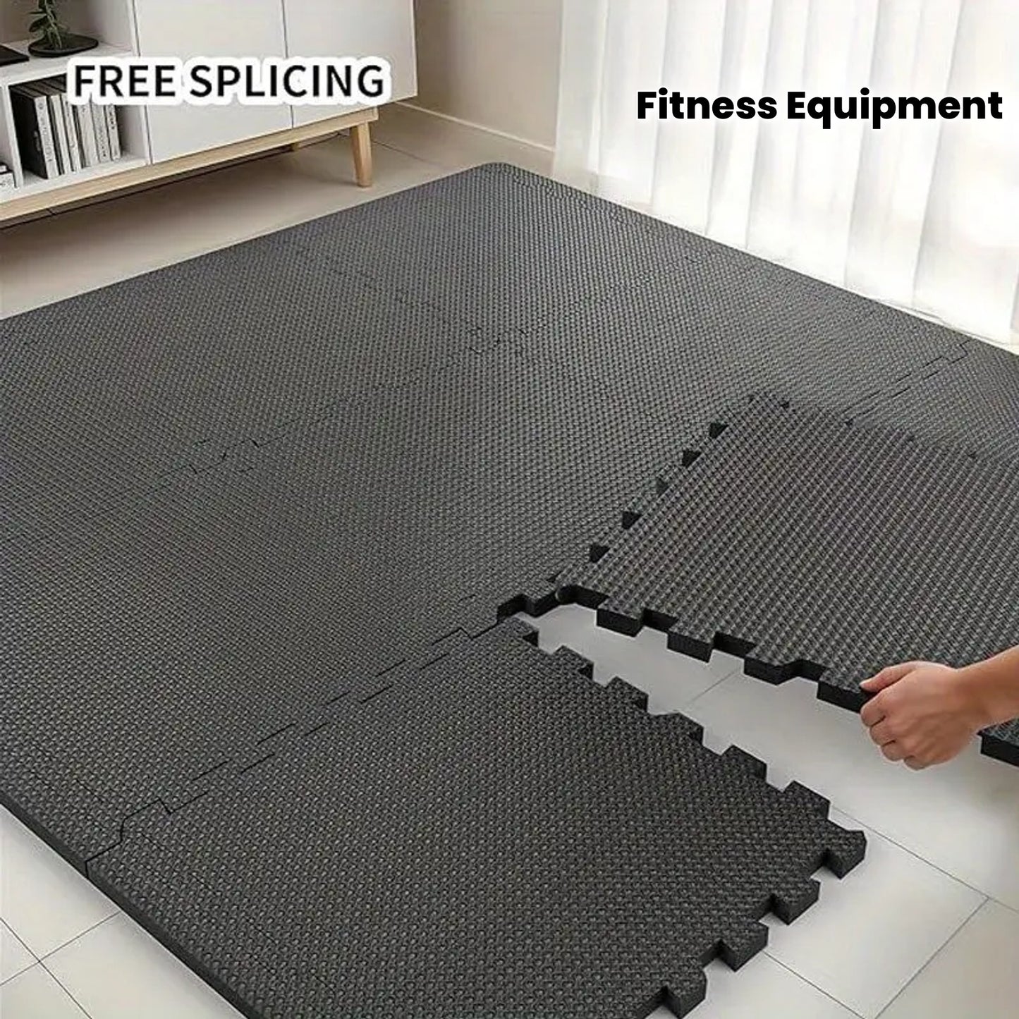 High-Quality Exercise Mat 10pcs High-Quality Interlocking Puzzle Exercise Mat Set, Non-Slip & Durable | Black, High-Density Textured Design for Enhanced Traction, Ideal for Home Gym, Yoga, Training, and Fitness Equipment Protection, Gym Accessorie
