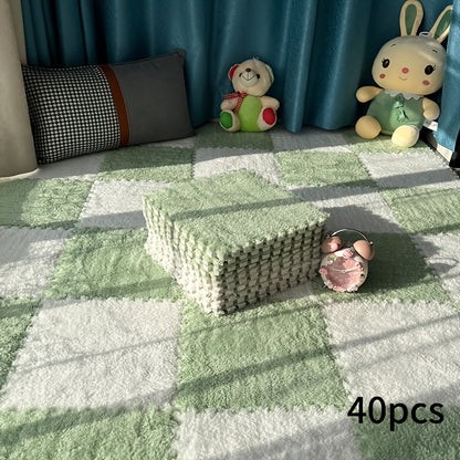 40pcs Thickened Interlocking Square Mat Set, 0.39inch Thick EVA Foam with 100% Polyester Knit Fabric, Soundproof Shock-Absorbing Play Mat for Bedroom, Home Decor Room Rug, Easy Assembly Floor Tiles